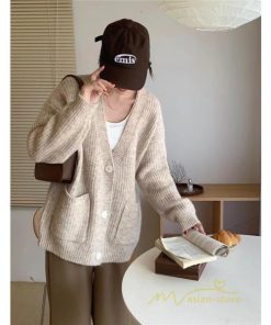 カーディガン | ニットフロントボタン レディース 2way 羽織り 秋冬 アウター ニットアウター セーター 長袖 トップス 通学通勤 20代30代 ゆったり ポケット