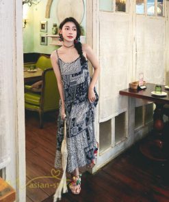 ノースリーブ | キャミソール ワンピース キャミワンピ レディース ロング丈 ゆったり カジュアル かわいい 体型カバー リラックス 春 薄手 旅行着 総柄 送料無料 夏