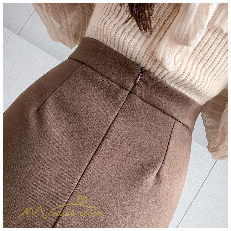 スカート | レディース フィッシュテール秋冬コーデ フレア AラインOL ビジネス カジュアル 大きいサイズ XL 20代 ラシャ 40代 上品 30代