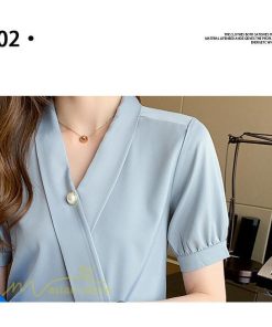 シャツ・ブラウス | レディースシャツ 半袖シャツ レディース 無地 Vネック サマーシャツ ブラウス 40代 大きいサイズ 着痩せ カジュアル 20代30代 オフィス フォーマル 韓国風