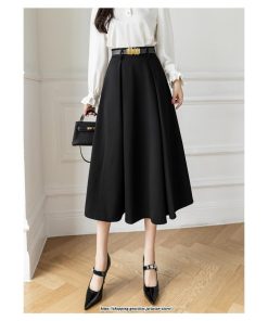 スカート | フレアロングロング丈 ミモレ丈 Aラインベルト付き 通勤 20代 30代 40代 50代 上品 コーデ 着痩せ 高見え 送料無料