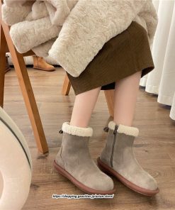 ブーツ | ムートンレディース ショートムートン 靴 防寒 冬物 フラットヒール 痛くない 防滑 ふわふわ もこもこ 履きやすい 歩きやすい 暖かい