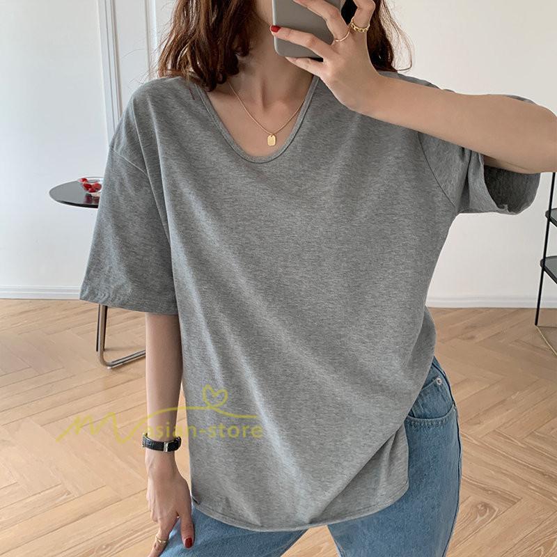 tシャツ・カットソー | Tシャツ ティーシャツ トップス カットソー レディース 春 夏 半袖 無地 綿 スリット 20代30代40代50代 お出かけ 体型カバー 通勤通学 着回し カジュアル 上品