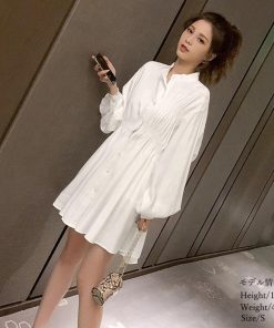 シャツ・ブラウス | レディース 春夏長袖 チュニックワンピ シャツブラウス 白 シャツワンピース ウエストマーク ミニワンピース
