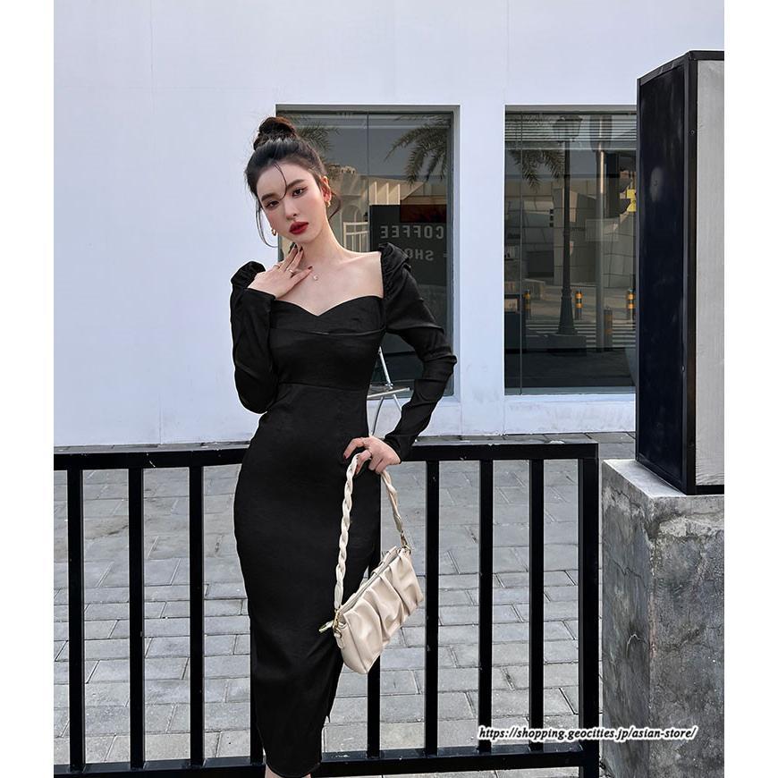 タイト | ワンピースタイトワンピース長袖 上品 セクシー高級感 ワンピース タイトワンピース ヒップアップ スリム 美ライン エレガント お呼ばれ シルエット