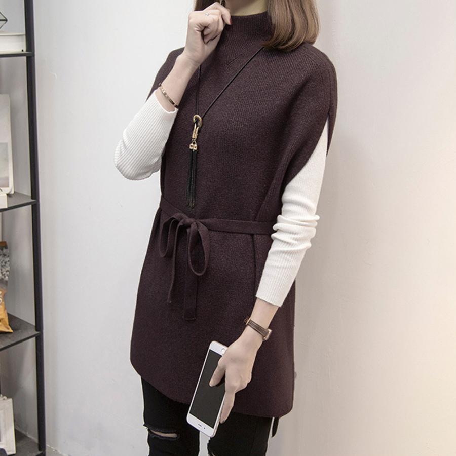 ニット・セーター | ノースリーブ ニットチュニック 韓国風