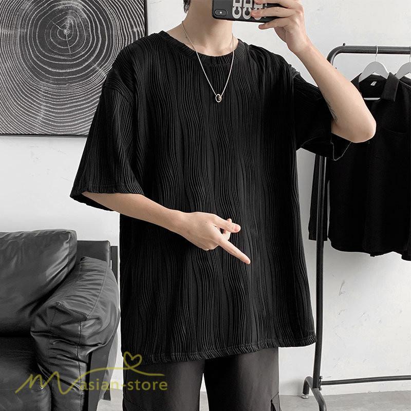 Tシャツ | Tシャツ メンズ カットソー 半袖丸首 シンプル ストライプ 夏新作 カッコウイイ メンズスタイル 上品 半袖 白 カジュアル 黒 クルーネック