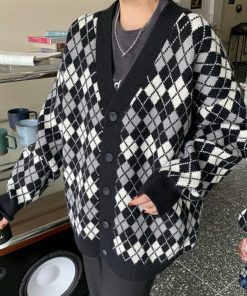 ニット・セーター | アーガイルカーディガン Vネック 長袖