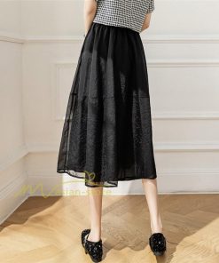 送料無料SALE | スカート 夏 Aラインスカート 切り替え 無地 ウエストゴム 膝下丈 ハイウエスト ミモレ丈 裏地付き プリンセス 可愛い 30代40代 サマー 女っぽい 軽量 ふんわり