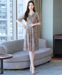 ミディアム | Aラインワンピース レディース 着痩せ 花柄 きれいめ おしゃれ 上品 20代 30代 40代 Vネック エレガント ワンピース 膝丈 上品 ミディアムワンピース サマー