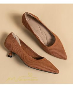 パンプス | ニット26.5cm 大きいサイズレディース 靴 9カラー リブニット 無地 柔らか 歩きやすい スリッポン 履きやすい 痛くない 走れる