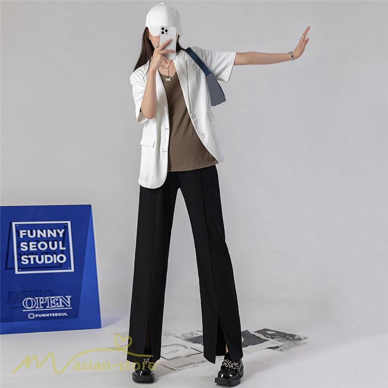 パンツ レギンス | マタニティパンツ ワイドパンツ 無地 妊婦服 おしゃれ ゆったり マタニティウェア パンツ 着痩せ 無地 サマーパンツ お出かけ 日常 ウエスト調整 裾口スリット