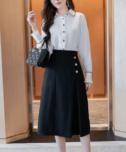 スカート | Aラインタイトビジネスフォーマル OL オフィス 黒ハイウエスト エレガント 着痩せ ヒップアップ シルエット