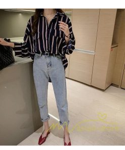 在庫ある | 短納期シャツレディースブラウス ビジネスカジュアルゆったりシャツトップス フォーマルシャツ オフィスブラウス ストライプ 薄手 通学通勤 春夏衣装 着痩せ