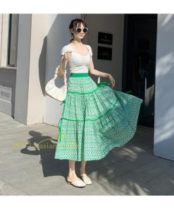 スカート | フレアロングレデイース リネンウエストゴム 綿麻混 マキシマキシ レトロ風 体型カバー リゾート 夏物