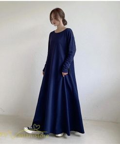 マキシ | Aラインワンピース ワンピース レディース 無地 長袖 マキシワンピース プルオーバー カジュアル 20代 30代 ゆったり 体型カバー フレア 40代 50代 おしゃれ
