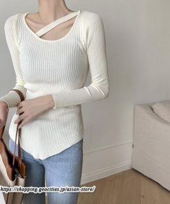 ニット・セーター | カットソー ニット レディース リブニット 長袖 秋冬 春 トップス スリム ストレッチ インナー 無地 通学通勤 着痩せ プルオーバー 長袖カットソー 長袖ニット