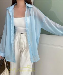 カーディガン | UVカット 接触冷感 シャツ レディース サマーシフォン 透け感 冷房対策 涼感 ひんやり 薄手 シンプル トップス 長袖 体型カバー