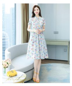 ミディアム | ワンピース レディース 花柄 サマーワンピース 半袖 シャツワンピース 夏 30代 40代 きれいめ プリント おしゃれ 膝丈 ミディアムワンピース 大きいサイズ