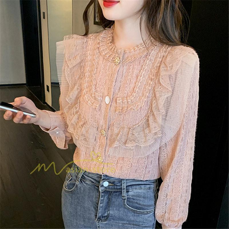 シャツ・ブラウス | ブラウス レディース きれいめ 春秋 40代 30代 長袖 カジュアルブラウス 可愛い おしゃれ 韓国風 通勤 着回し お出かけ エレガント 着痩せ 上品 レースシャツ
