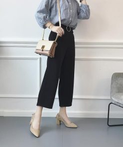 パンプス | スエード調 ポインテッドトゥ チャンキーヒール スエード太ヒール ストラップなし スリップオン バックリボン 無地 大きいサイズ ミドル