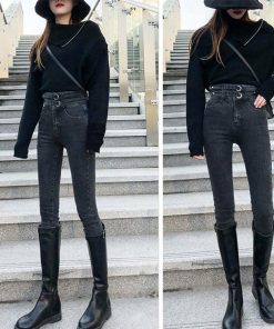 スキニーパンツ | デニムパンツ ハイウエスト 着やせ レディース 美脚見せ ジーパン ジーンズ 細身 ストレッチ ボトムス 韓国風