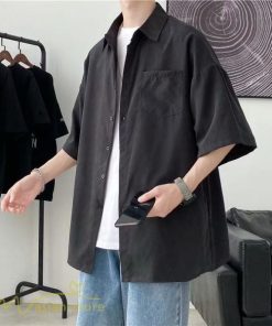 シャツ | 半袖 着痩せ 日常 おしゃれ カジュアル 韓国風 無地 新作 2021 夏コーデ ライトアウター ポケット 通勤通学 トップス ワイドゆったり 人気 上品