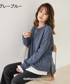 パーカー | スウエット トレーナー レディース トップス シャツ カジュアル 可愛い 春大活躍 レイヤードスタイル 長袖 大人 ボタンなし ゆったり 秋冬 防寒対策 送料無料