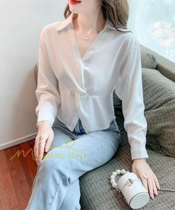 シャツ・ブラウス | ブラウス シャツ 上品 長袖 Vネック オフィスカジュアル 通勤 韓国 ファッション シンプル 夏物 20代30代40代50代 着回し お出かけ カジュアル 着痩せ 激売れ