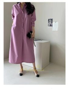 マキシ | シャツ シャツワンピ ワンピース ロング マキシ丈 シャツ 前開き 長袖 シャツ ひざ下丈 大きいサイズ アウター ワンピース 無地 体型カバー 20代30代40代50代