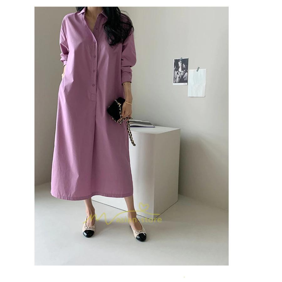 マキシ | シャツ シャツワンピ ワンピース ロング マキシ丈 シャツ 前開き 長袖 シャツ ひざ下丈 大きいサイズ アウター ワンピース 無地 体型カバー 20代30代40代50代