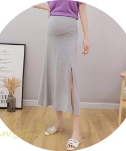 スカート | マタニティ スカートプリーツマタニティロング丈 ミモレ丈 裾口スリット 春 夏 マタニティウェア ウエスト調整 無地 産前産後 着痩せ 上品