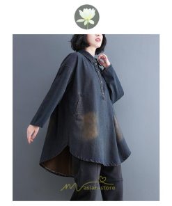 シャツ・ブラウス | デニムシャツワンピ ワンピース ロング 長袖 デニム 送料無料 大きいサイズ マタニティ 体型カバー 春 夏 秋 冬 50代 20代 30代 40代 おしゃれ