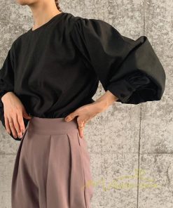 シャツ・ブラウス | 長袖ブラウス 綿100%ブラウス レディース シャツ 秋物 パフスリーブブラウス 無地 トップス 長袖 夏秋物 20代30代 可愛い ゆったりシルエット OL 大人
