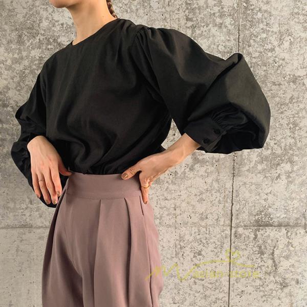 シャツ・ブラウス | 長袖ブラウス 綿100%ブラウス レディース シャツ 秋物 パフスリーブブラウス 無地 トップス 長袖 夏秋物 20代30代 可愛い ゆったりシルエット OL 大人