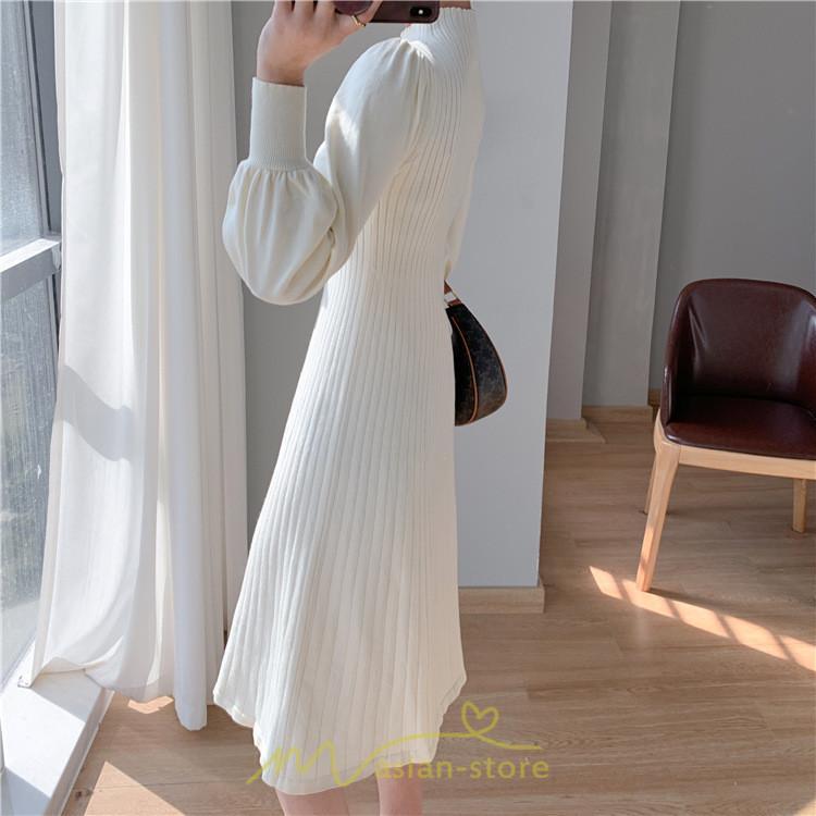 ニットワンピース | ロングワンピース ワンピース レディース ロング丈 秋 冬 ハイネック 長袖 体型カバー 秋冬 上品 OL 50代 30代 40代 通勤