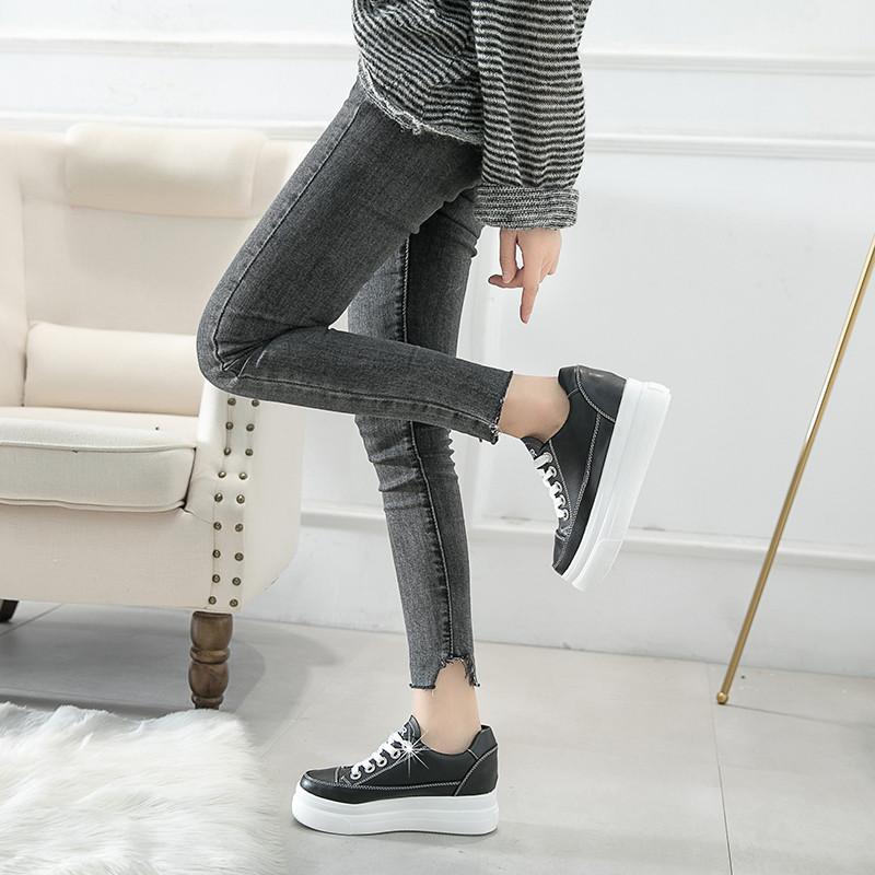 スニーカー | 厚底シューズ レディース 厚底 レースアップ ラウンドトゥ ウォーキングシューズ 靴 白 シューズ 厚底スニーカー ローカット スポーツ 黒