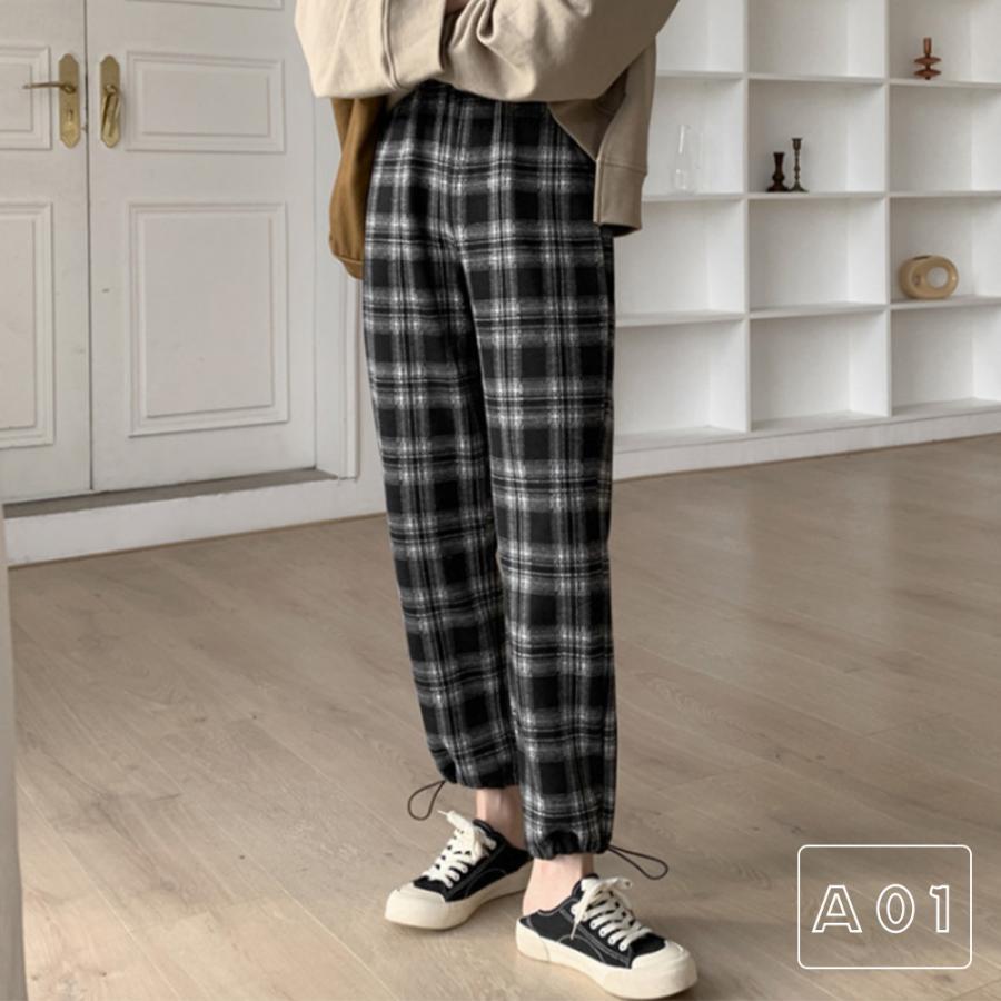 クロップドパンツ | チェック柄 あったか ストレートパンツ カーゴパンツ レディース おしゃれ ロングパンツ カジュアル 裏起毛パンツ 着やせ