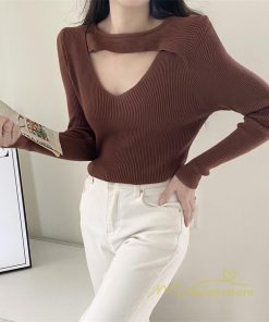 ｔシャツ・カットソー | リブカットソー レディース 秋 秋服 トップス 長袖 ロングスリーブ リブ カットソー 綿混 秋コーデ インナー タイト 伸縮性 ニットソー ショート丈 スリム