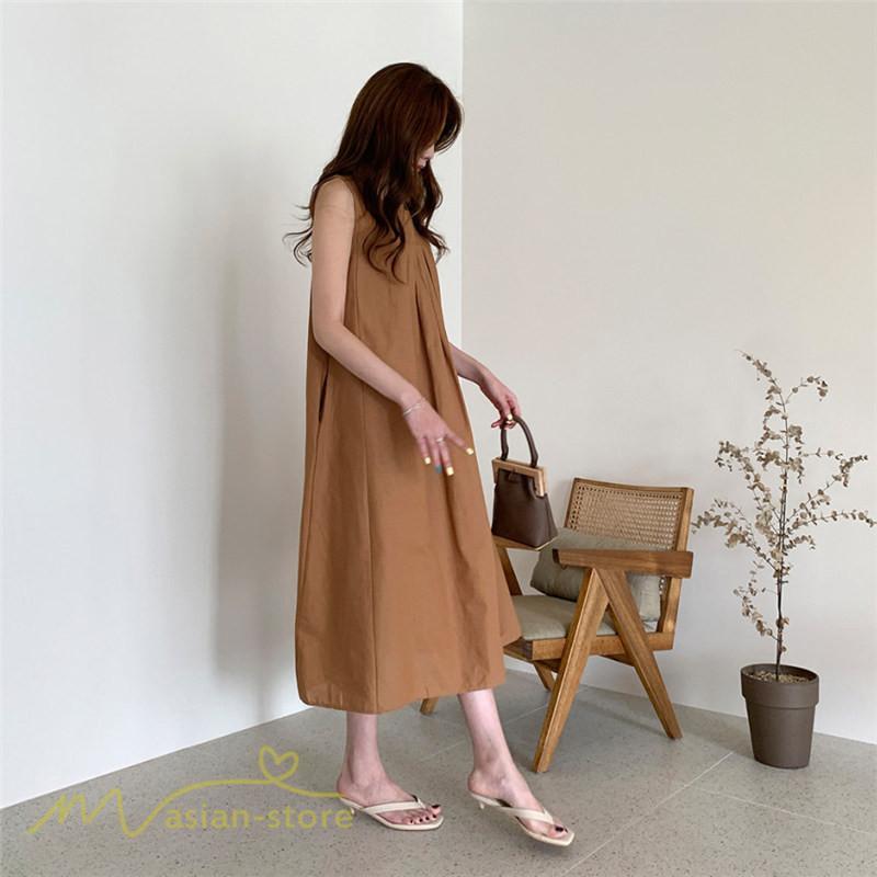 マキシ | ワンピース ノースリーブ 夏服 麻混 リネン混 春夏 カジュアル Aラインワンピース 綿麻 レディース フリーサイズ 夏 ロング丈 ギャザー きれいめ 無地