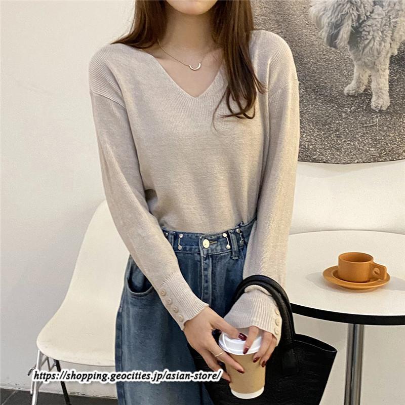 ニット・セーター | カットソー ニット レディース リブニット 長袖 秋冬 春 トップス スリム ストレッチ インナー 無地 長袖カットソー 長袖ニット 通学通勤 プルオーバー 着痩せ