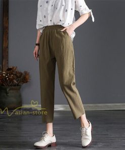 チノ・テーパード・ジョガー・スキニーパン | パンツ テーパードパンツ レディース 無地 9分丈 秋 リネン混 着痩せ シンプル 可愛い ウエストゴム カジュアル ワイドパンツ ゆったり OL ビジネス きれいめ