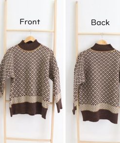 ニット・セーター | 配色ダイス柄ニットトップスハイネック