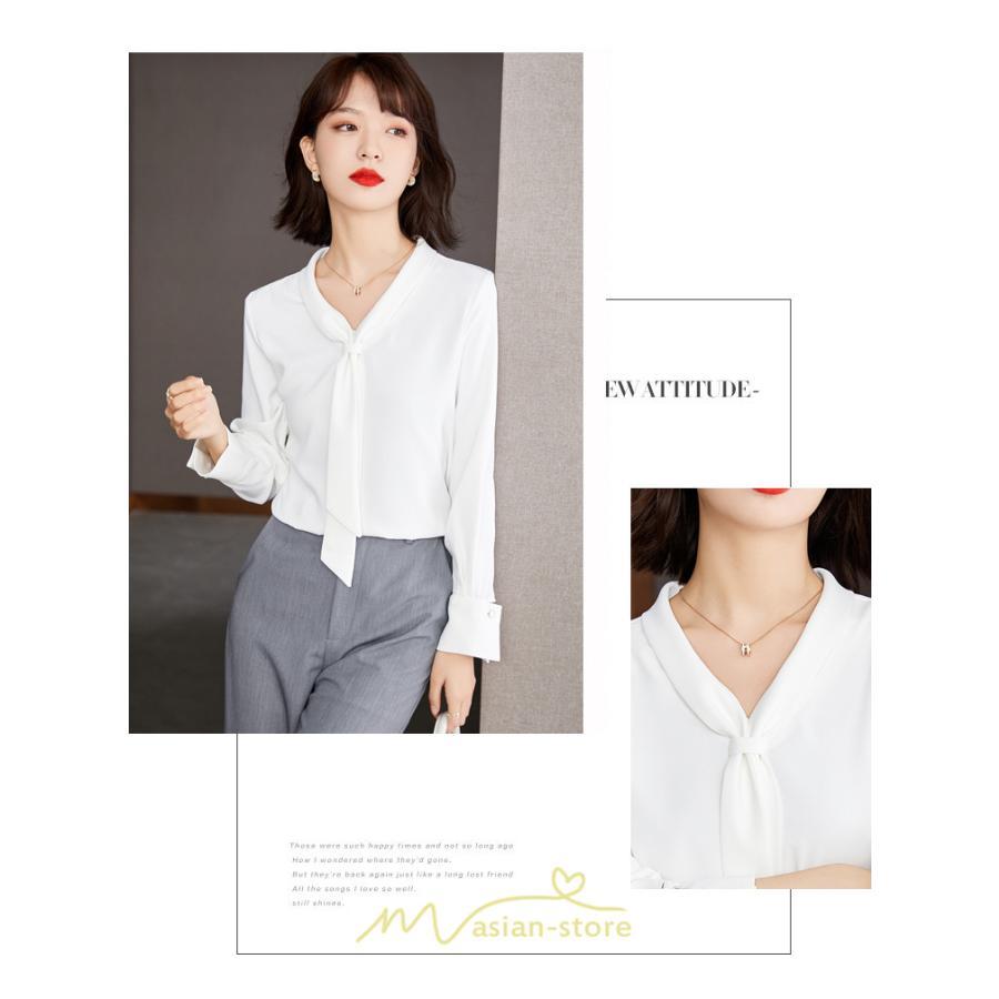 シャツ・ブラウス | ブラウス レディース 長袖 秋冬 オフィス フォーマル スーツ インナー 白 シフォン 大きいサイズ ビジネス 20代 通勤 40代 体型カバー 30代 秋服