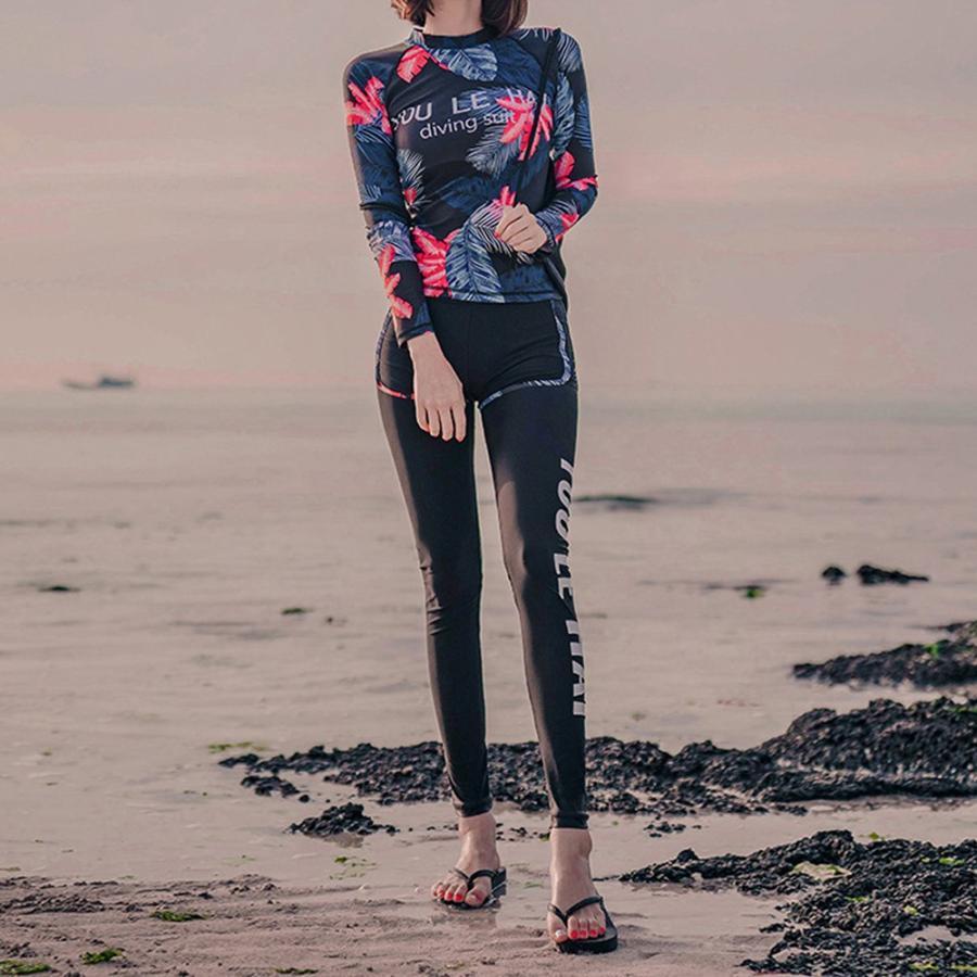 ビキニ | 長袖 タンキニ水着 スイミング フィットネス 水着 ラッシュガード 3点セット レディース パッド入り 体型カバー