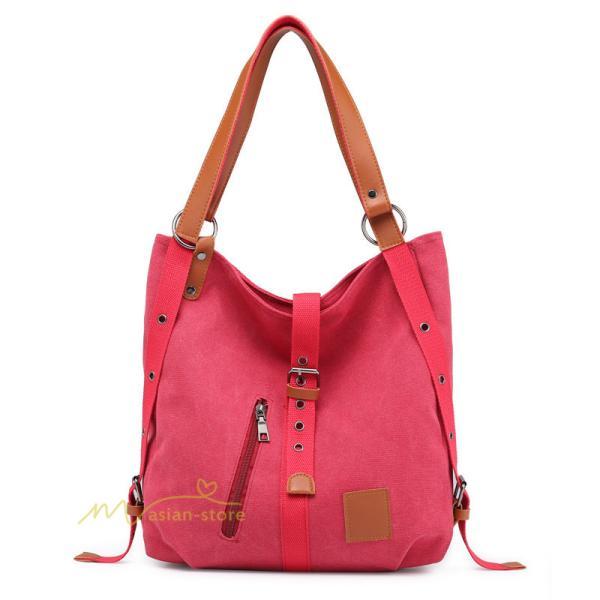 女性用バッグ | ショルダーバッグ リュック バッグ カバン レディース 帆布バッグ ズック カジュアル 旅行 肩掛け 手提げ シンプル エコバッグ ハンド 通勤通学 洗え 便利 収納