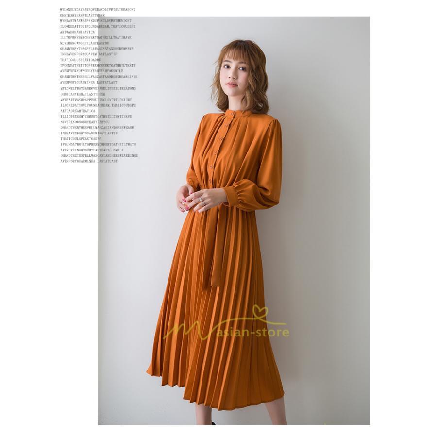 マキシ | プリーツワンピース ワンピース レディース ロングワンピース ミモレ丈 秋物 長袖 長袖ワンピース お呼ばれワンピース 大人 揺れる 二次会 シャツワンピース