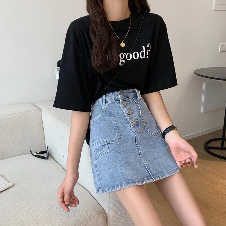 タイトスカート | ハイウエスト デニムスカート 着やせ レディース 韓国風 ミニスカート カジュアル 台形スカート おしゃれ【ネコ