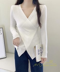 ｔシャツ・カットソー | リブカットソー レディース 秋 秋服 トップス 長袖 ロングスリーブ リブ カットソー 綿混 秋コーデ インナー タイト 伸縮性 ショート丈 スリム ニットソー