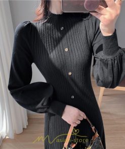 ニットワンピース | ロングワンピース ワンピース レディース ロング丈 秋 冬 ハイネック 長袖 体型カバー 秋冬 上品 OL 50代 30代 40代 通勤